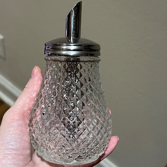 Vintage Diamond Cut Glass Sugar Dispenser - Picture 2 of 4